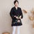 Abrigo zen de blusa china retro de algodón elegante bordado floral