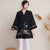 Abrigo zen de blusa china retro de algodón elegante bordado floral