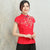 Blusa tradicional china con bordado floral de manga casquillo Cheongsam superior