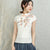 Cap Sleeve Floral Embroidery Cheongsam Top Traditional Chinese Blouse