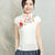 Mandarin Collar Floral Embroidery Cheongsam Top Traditional Chinese Blouse