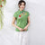 Blusa china tradicional con cuello mandarín bordado floral cheongsam superior