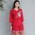Blusa china tradicional con bordado floral y manga mandarina