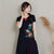 Round Neck Fans Embroidery Plus Size Chinese Blouse T-shirt