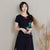 Round Neck Fans Embroidery Plus Size Chinese Blouse T-shirt