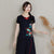 Round Neck Fans Embroidery Plus Size Chinese Blouse T-shirt
