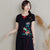 Round Neck Fans Embroidery Plus Size Chinese Blouse T-shirt