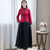 Falda de expansión de estilo chino tradicional de longitud completa de algodón exclusivo