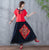 Full Length Traditional Chinese Style A-line Floral Embroidery Expansion Skirt