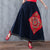 Full Length Traditional Chinese Style A-line Floral Embroidery Expansion Skirt