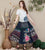 Traditional Chinese Style Floral Embroidery Expansion Pleated Skirt