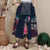 Traditional Chinese Style Floral Embroidery Expansion Pleated Skirt