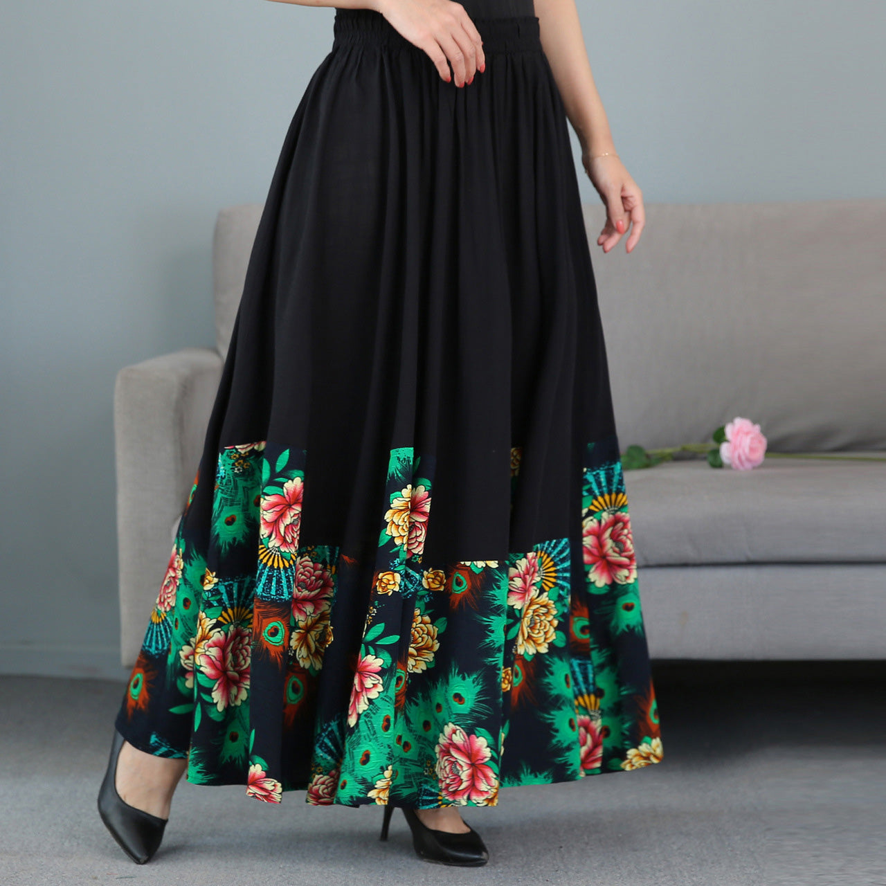 Traditional Chinese Style Floral Expansion Pleated Skirt – IDREAMMART