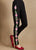 Leggings de pantalones de mujer de estilo chino con forro polar con bordado floral