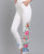Leggings skinny pour femmes de style chinois avec broderie florale et doublure en molleton