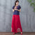 Floral Embroidery Traditional Chinese Style Women's Loose Pants