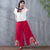 Floral Embroidery Traditional Chinese Style Women's Loose Pants