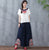 Pantaloni larghi da donna in stile cinese tradizionale con ricamo floreale