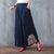 Floral Embroidery Traditional Chinese Style Women's Loose Pants