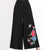 Pantalon ample pour femmes de style chinois à broderie florale de grande taille