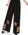 Pantalon ample pour femmes de style chinois à motif de broderie florale et de rayures