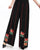 Floral Emboidery & Stripes Pattern Chinese Style Women's Loose Pants