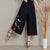 Floral Emboidery Chinese Style Women's Loose Pants Capri Pants