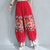 Pantalones sueltos de las mujeres del estilo chino tradicional del algodón de la firma del bordado floral