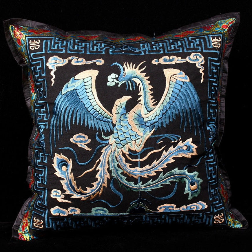 Pair of Phoenix Embroidery Traditional Chinese Cushion Covers