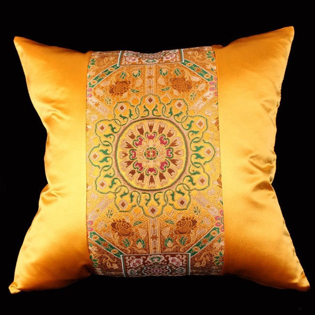Pair of Auspicious Pattern Taffeta Chinese Cushion Covers