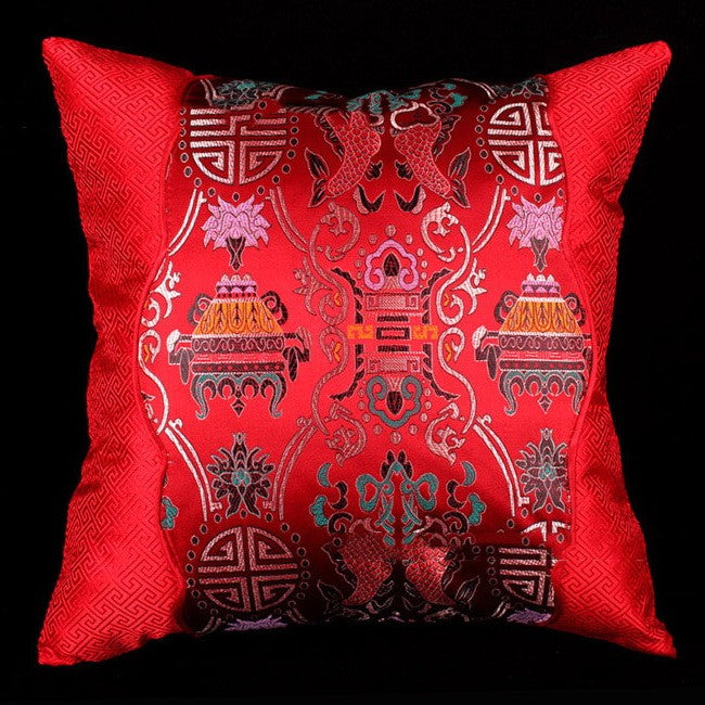Pair of Auspicious Pattern Brocade Traditional Chinese Cushion Covers