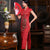 Vestido chino cheongsam con apliques de fénix y manga casquillo