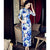 3/4 Ärmel in voller Länge Blumen Samt Cheongsam Chinesisches Kleid