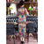3/4 Sleeve Full Length Silk Blend Floral Cheongsam Chinese Dress