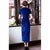 Short Sleeve Tea Length Floral Velvet Cheongsam Evening Dress