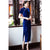 Short Sleeve Tea Length Floral Velvet Cheongsam Evening Dress