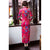 Robe chinoise Cheongsam en velours floral pleine longueur à manches 3/4