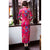 Vestido chino cheongsam de terciopelo floral de longitud completa con mangas 3/4