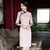 3/4 Sleeve Knee Length Floral Lace Cheongsam Chinese Dress