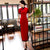 Short Sleeve Full Length Velvet Cheongsam Chinese Dress