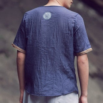 V Neck Signature Cotton Zen Garment Chinese Shirt