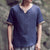 Camisa china con cuello en V de algodón con firma Zen Garment