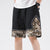 Pantalon de plage en lin motif vague de mer Pantalon ample Short de style chinois