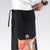 Sea Waves Pattern Pocket Lino Pantalones de playa Pantalones sueltos Pantalones cortos de estilo chino