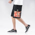 Sea Waves Pattern Pocket Linen Beach Pants Loose Pants Chinese Style Shorts