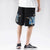 Sea Waves Pattern Pocket Lino Pantalones de playa Pantalones sueltos Pantalones cortos de estilo chino