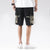 Sea Waves Pattern Pocket Linen Beach Pants Loose Pants Chinese Style Shorts