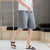 Leinen-Strandhose mit Blumendruck-Rand Lockere Hosen im chinesischen Stil Shorts