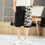 Pantalons de plage en lin motif dragons pantalons amples shorts de style chinois