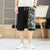 Dragons Pattern Leinen Strandhose Lose Hosen im chinesischen Stil Shorts